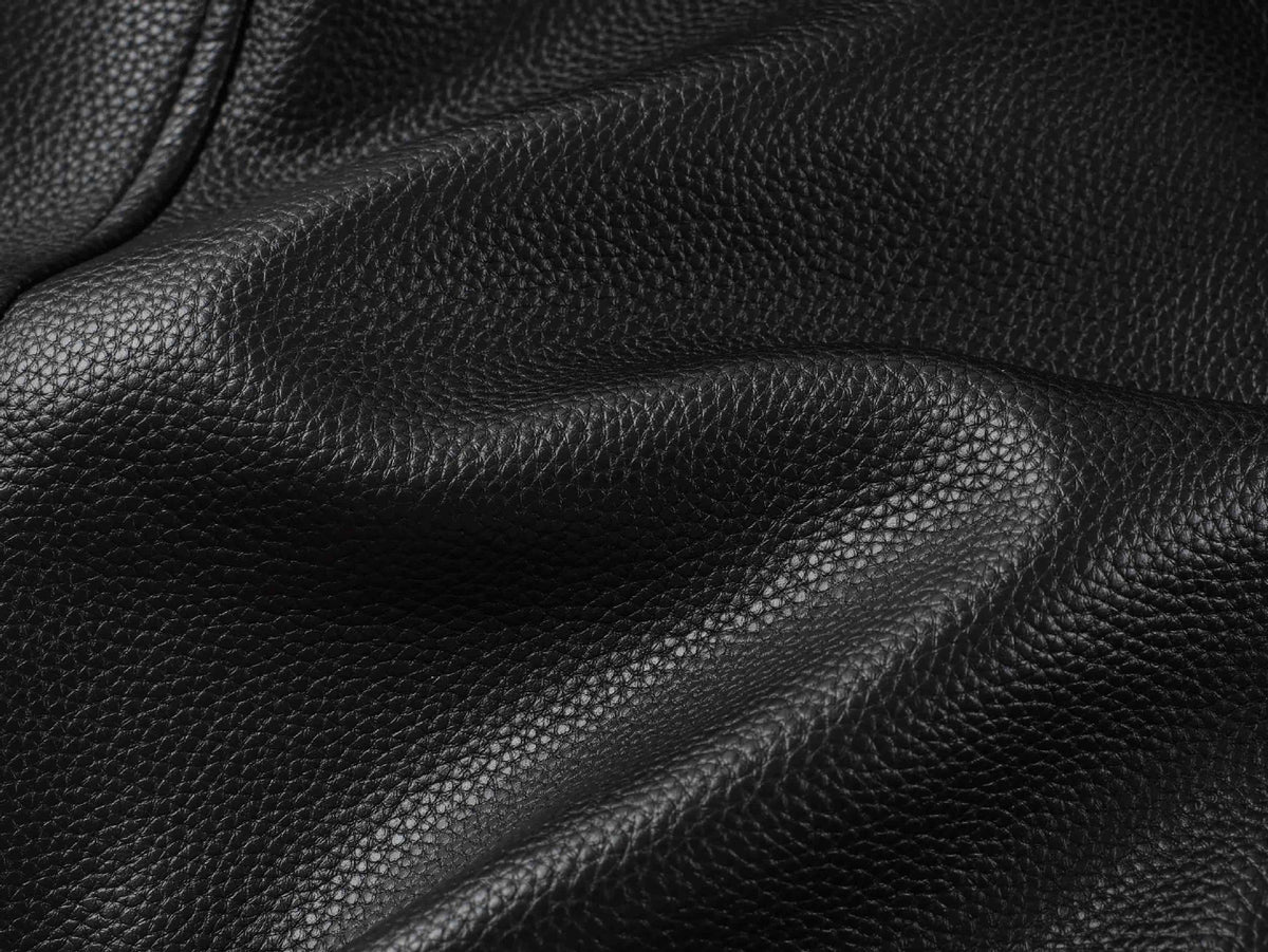 Black Leather Bomber Jacket with Fur Collar & Multi-Pocket Design