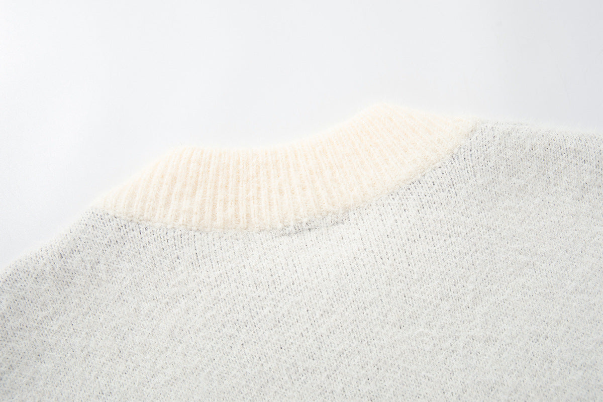 Ram Jacquard Crew Neck Knit Sweater – Oversized Streetwear Pullover