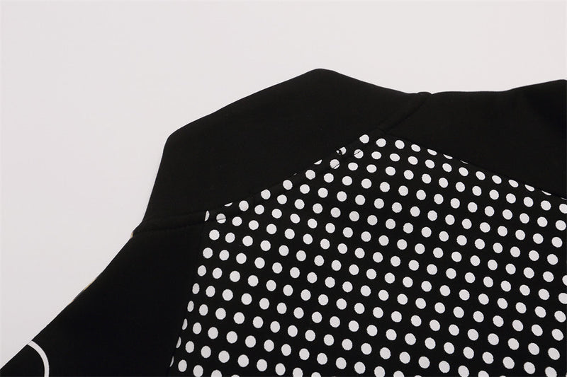 Men's Polka Dot Track Jacket – Stand Collar Full-Zip Sport Coat with Stripe