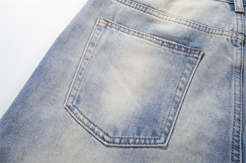 Graffiti Embroidered Wide-Leg Jeans – Punk Distressed Vintage Denim