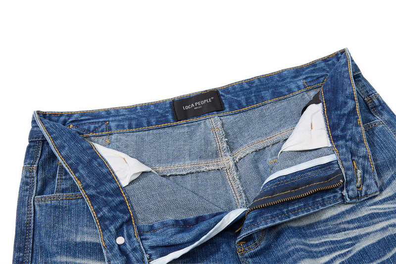 Men's Washed Distressed Flare Jeans – Wide Leg Relaxed Fit Denim