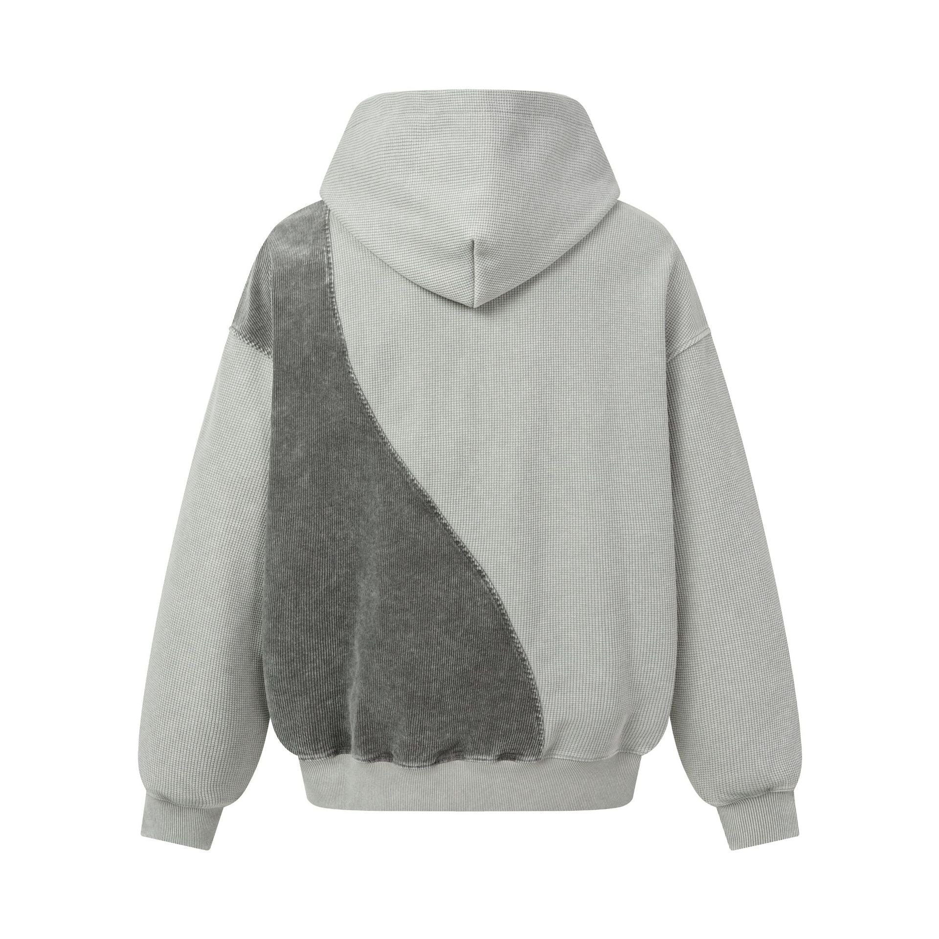 Sweat à capuche zippé quart de zip en maille gaufrée – Design bicolore déconstruit