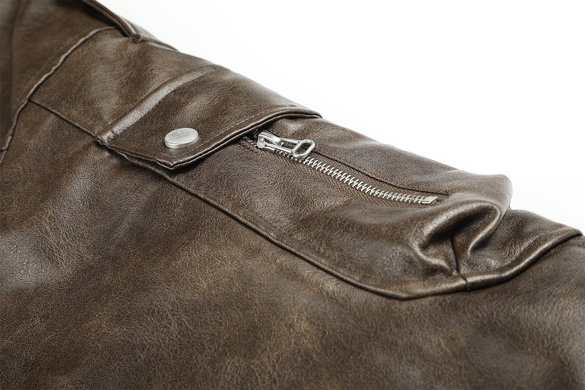 Faux Leather Fur-Lined Bomber Jacket – Cold Weather Motorcycle Jacket with