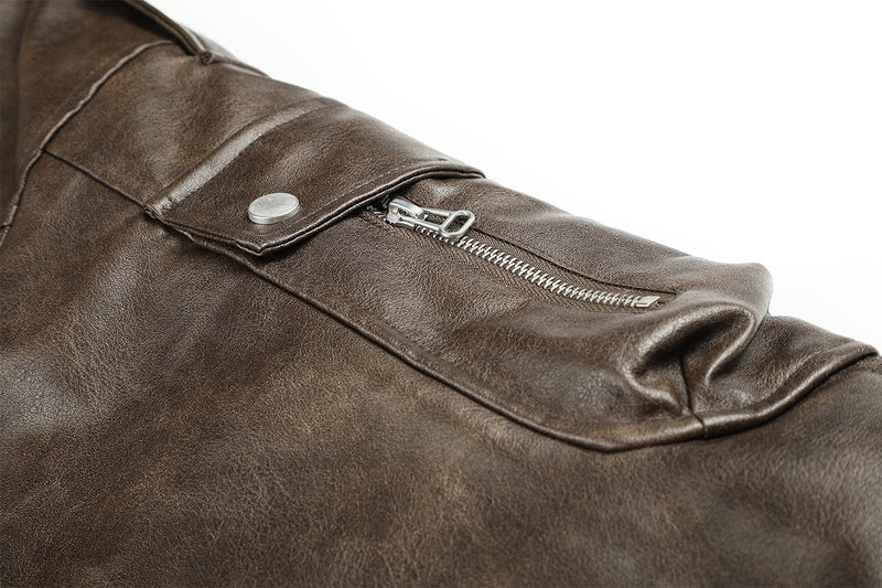 Faux Leather Fur-Lined Bomber Jacket – Cold Weather Motorcycle Jacket with