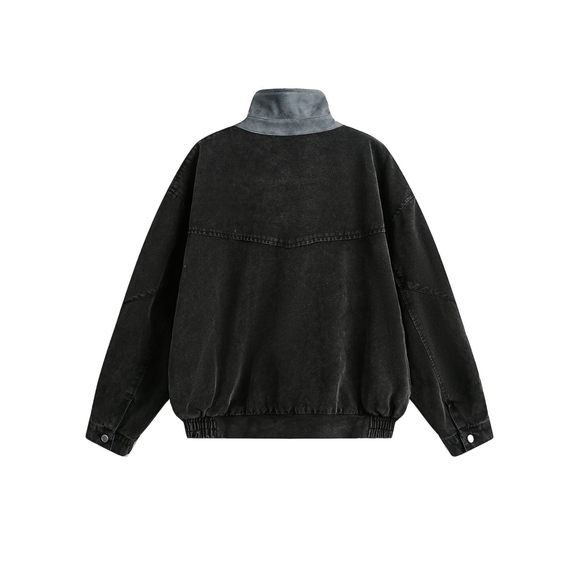 Blouson bomber homme en toile canvas délavée avec grandes poches cargo et col à boucle