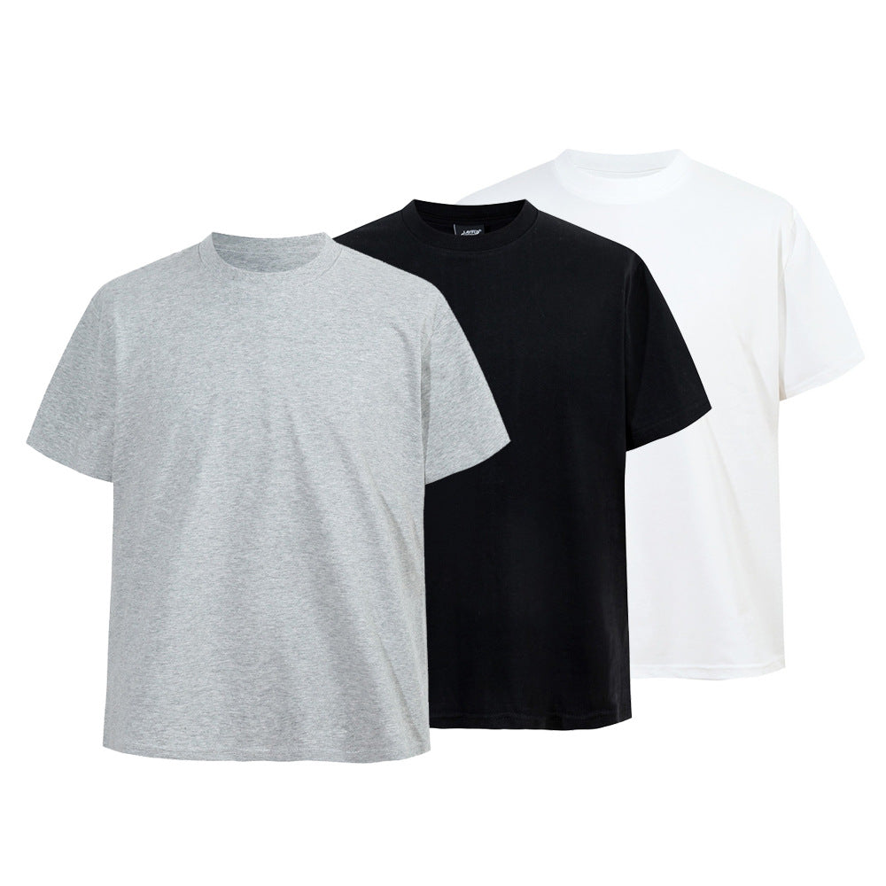 Camiseta básica de manga corta y cuello redondo para hombre, de corte relajado, en negro, blanco y gris jaspeado