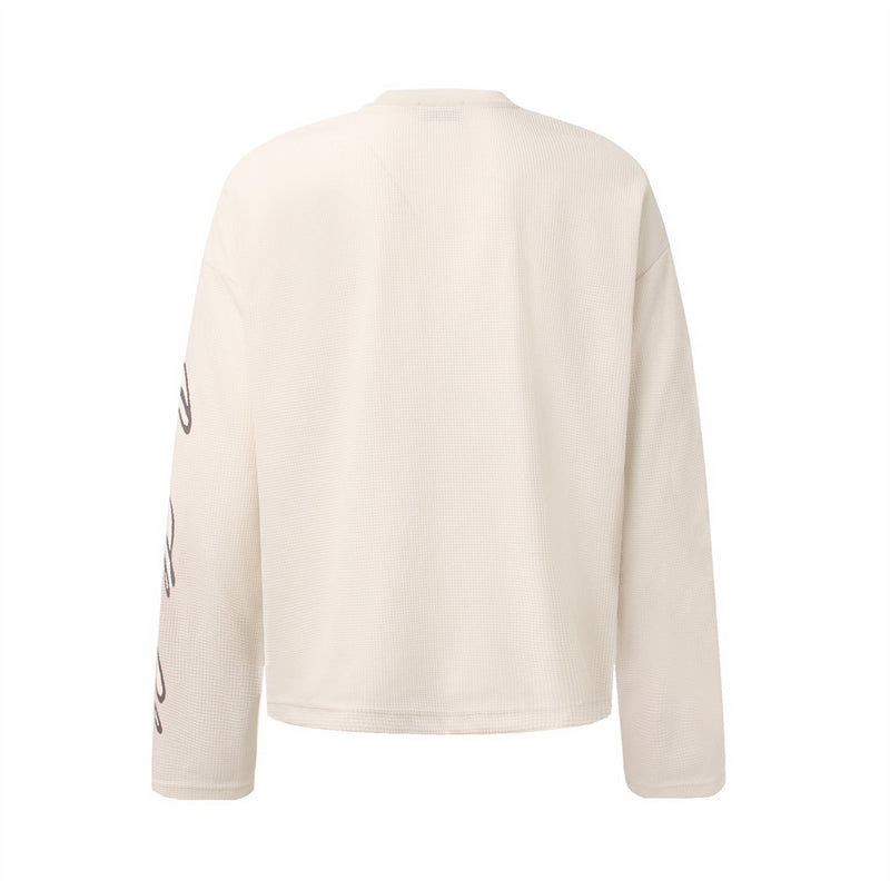 GLFSTM New York Graphic Long-Sleeve Waffle-Knit Tee – Oversized Crew Neck