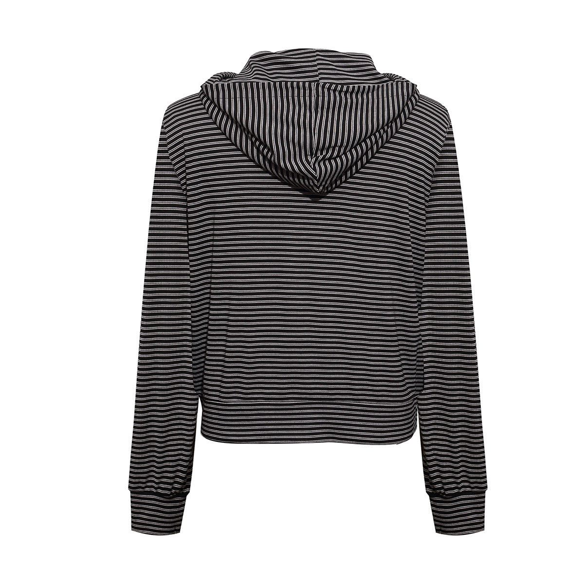Thin Zip-Up Hoodie Gothic Stripe Black & Grey Cropped Cardigan