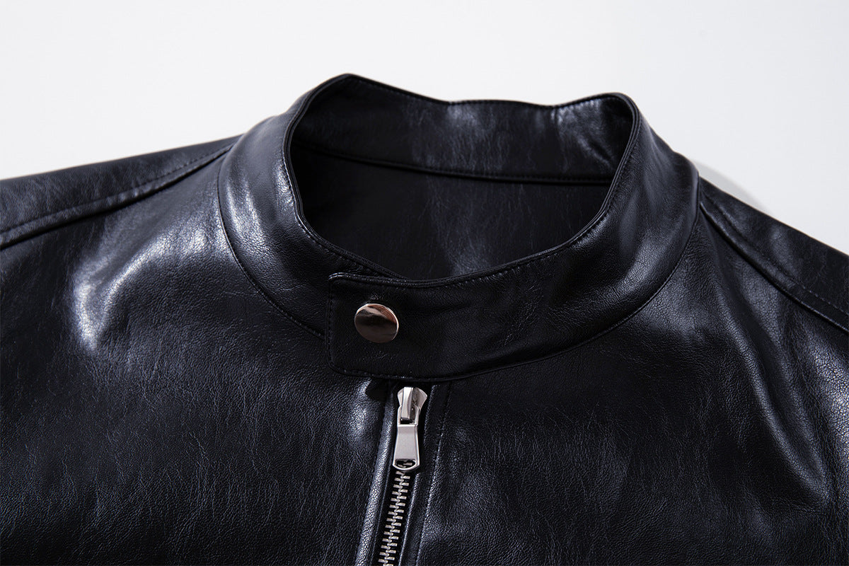 Men's Black Faux Leather Moto Jacket – Relaxed Fit Biker Style