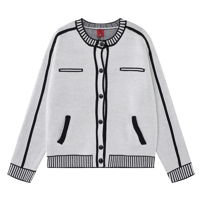 Men's Contrast Trim Knit Cardigan – Relaxed Fit Button-Up Sweater