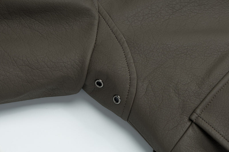 Veste en simili cuir et fourrure, bomber oversize à col sherpa