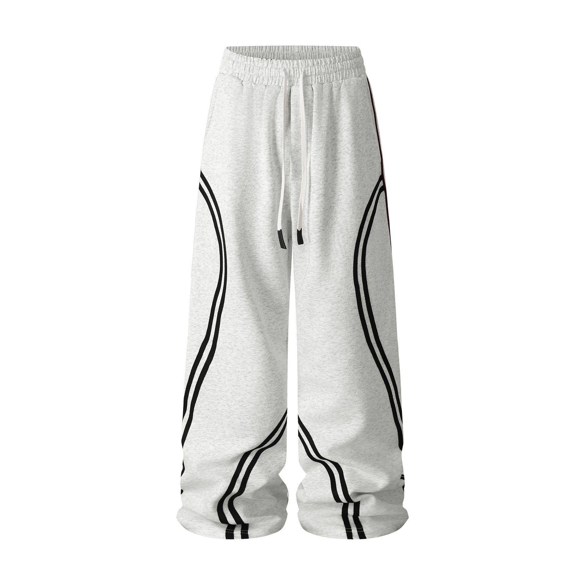 Pantalon de survêtement baggy à jambes larges avec détail rayé incurvé – Style streetwear hip-hop
