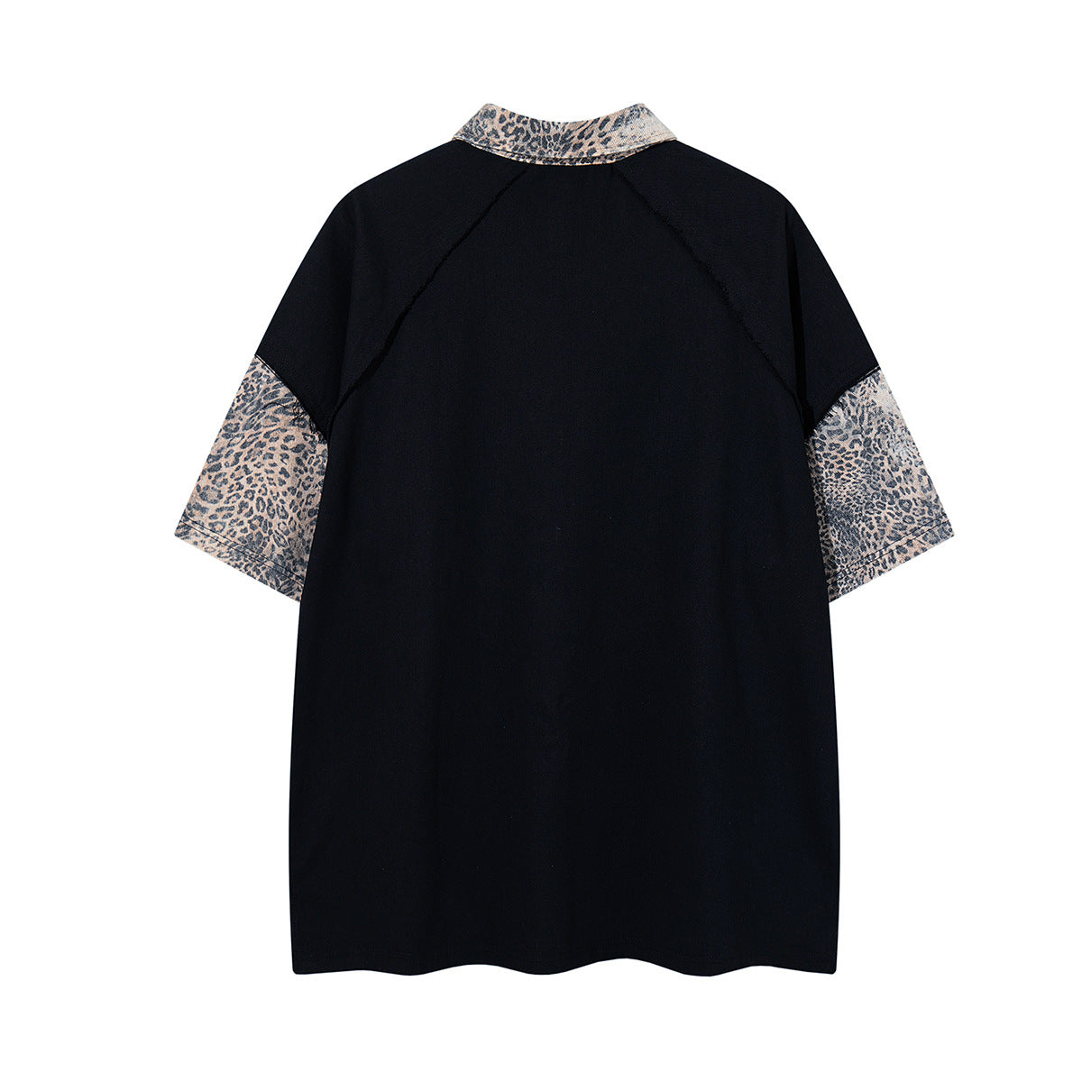Chemise à col et manches courtes – Polo patchwork léopard graffiti