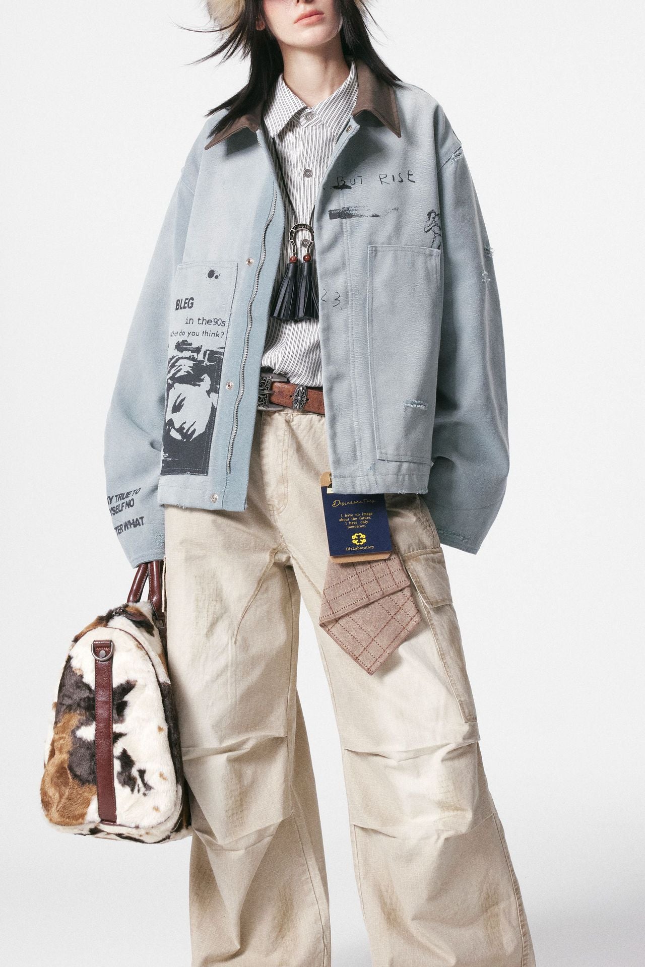 Veste de travail vintage en toile canvas délavée – Manteau workwear imprimé, style Detroit
