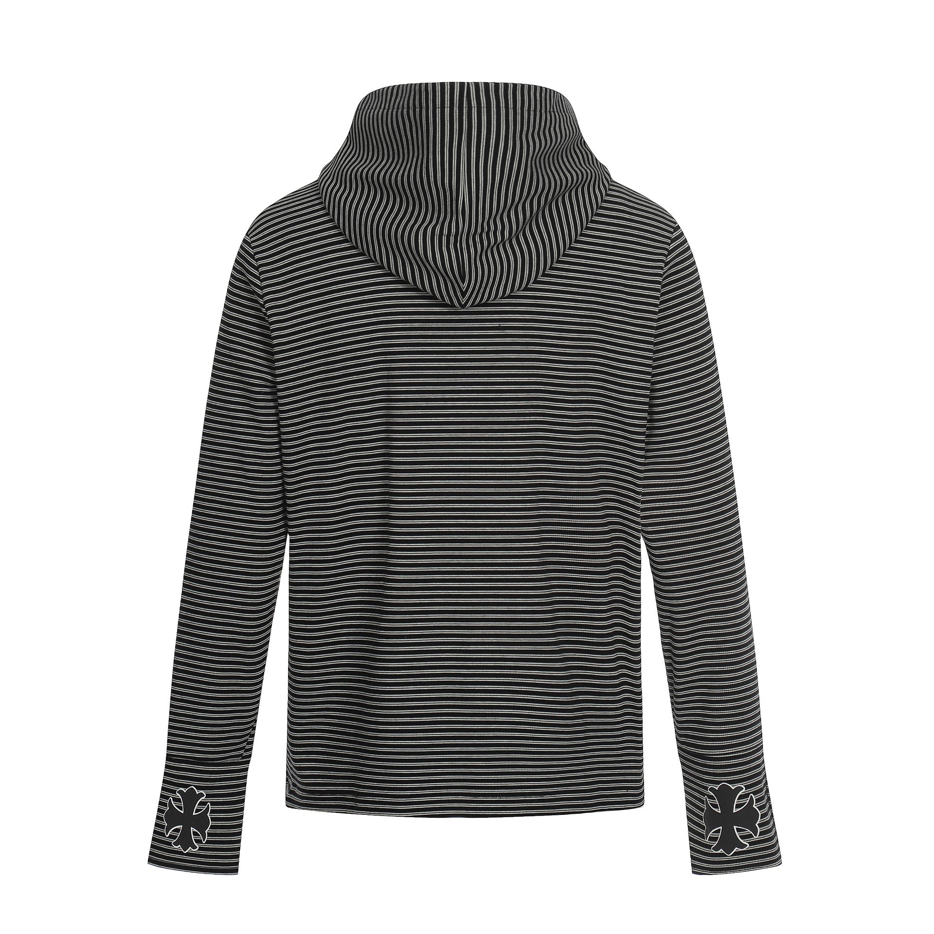 Sweat zippé à capuche rayé avec croix gothique et motif toile d'araignée