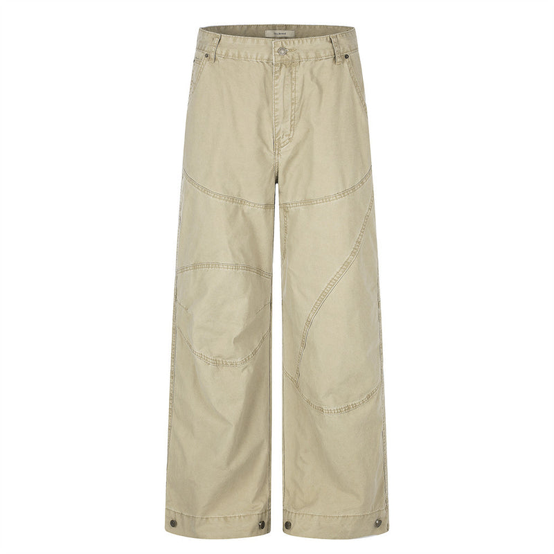Wide-Leg Cargo Pants with Deconstructed Patchwork Seam Detail