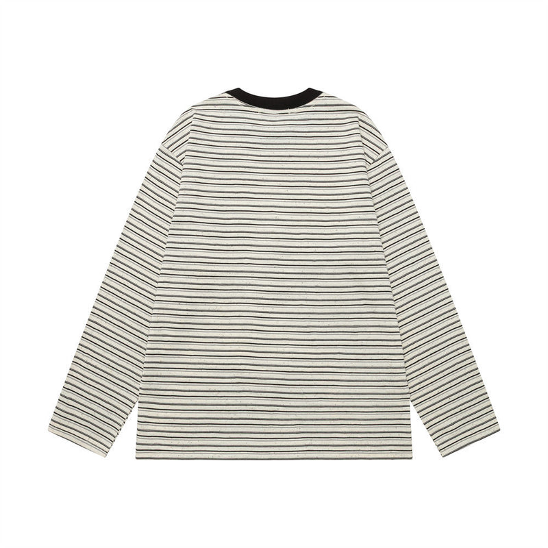Gestreiftes Longsleeve mit Grafikprint – Retro-amerikanischer Schriftzug, Relaxed Fit