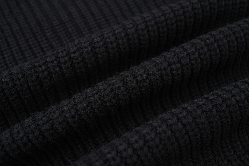Pull zippé en maille à motif gothique – Col montant punk sombre Abyss Whisper