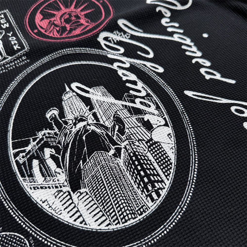 GLFSTM New York Graphic Long-Sleeve Waffle-Knit Tee – Oversized Crew Neck