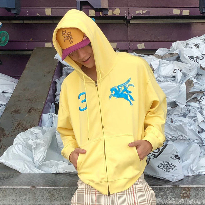 Sweat à capuche zippé brodé Pegasus – Streetwear américain numéro 3