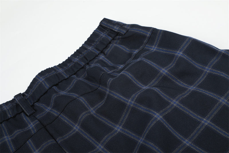 Wide-Leg Plaid Trousers – Men's High-Street Button-Fly Straight Pants
