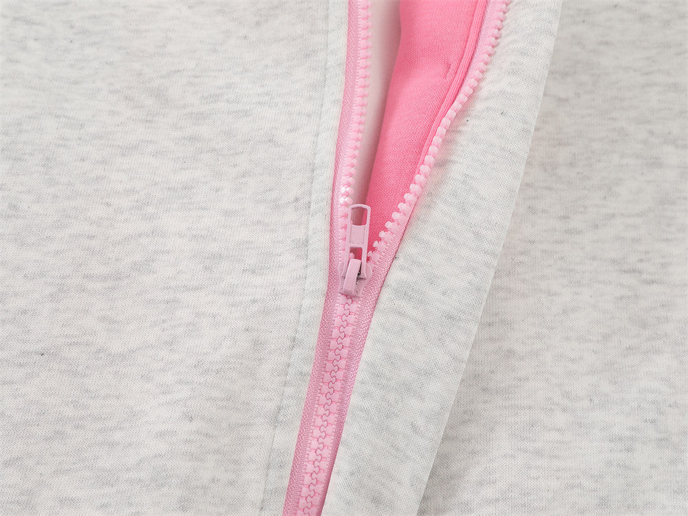Demon Horn Hoodie – Oversized Button-Front Sweatshirt with 3-Stripe Sleeve