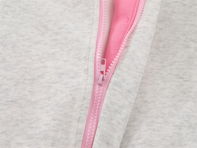 Demon Horn Hoodie – Oversized Button-Front Sweatshirt with 3-Stripe Sleeve