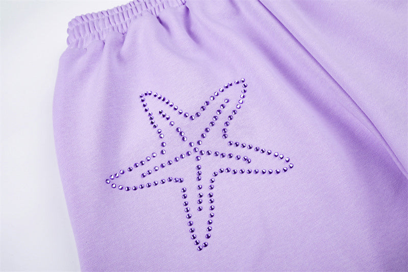 Wide-Leg Sweatpants with Rhinestone Letter Graphic – Oversized Fit