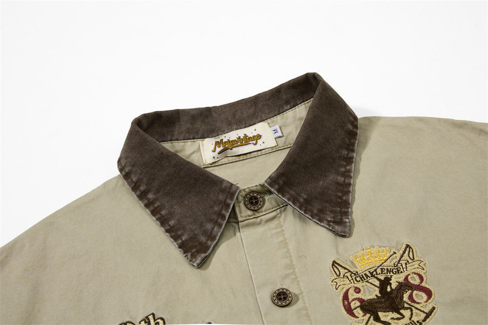 Mafia Royal Club Embroidered Short Sleeve Shirt – Vintage Washed Streetwear
