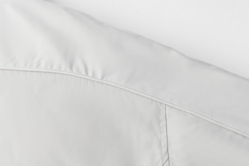 Men's Cropped Puffer Bomber Jacket – Stand Collar, Geometric Seam Detail