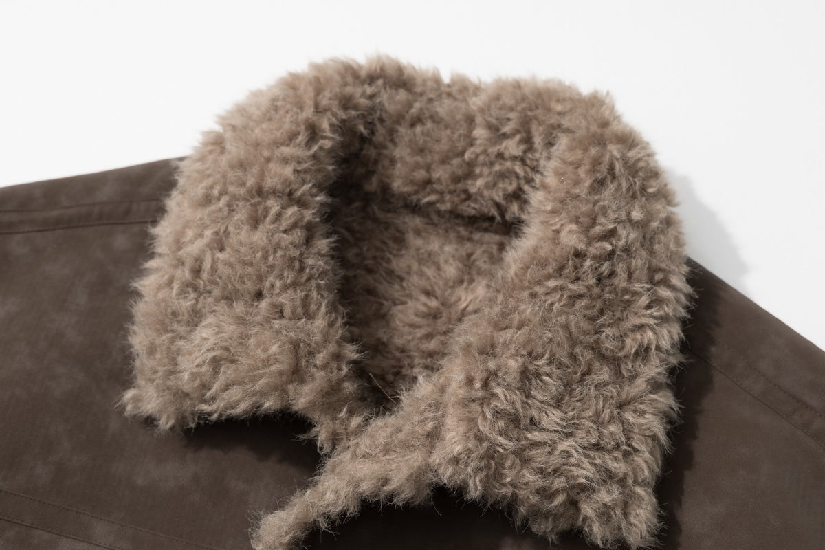 Wendbare Sherpa-Fleecejacke – Kunstfellkragen, beidseitig tragbarer Winterlook