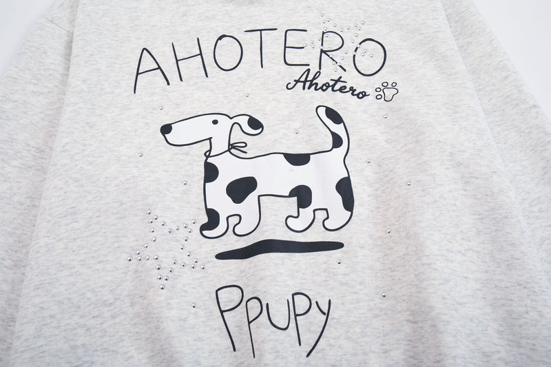 Sudadera Ahotero con capucha y estampado de dálmata – Gráfico de dibujos animados oversize
