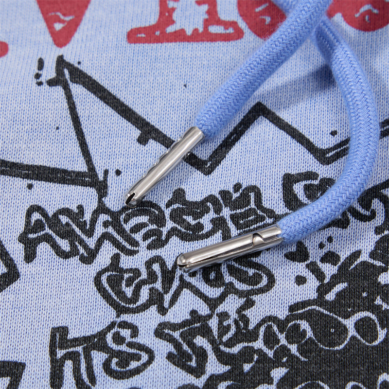 Punk Graphic Zip-Up Hoodie – Vintage Spray-Dye Oversized Streetwear Jacket