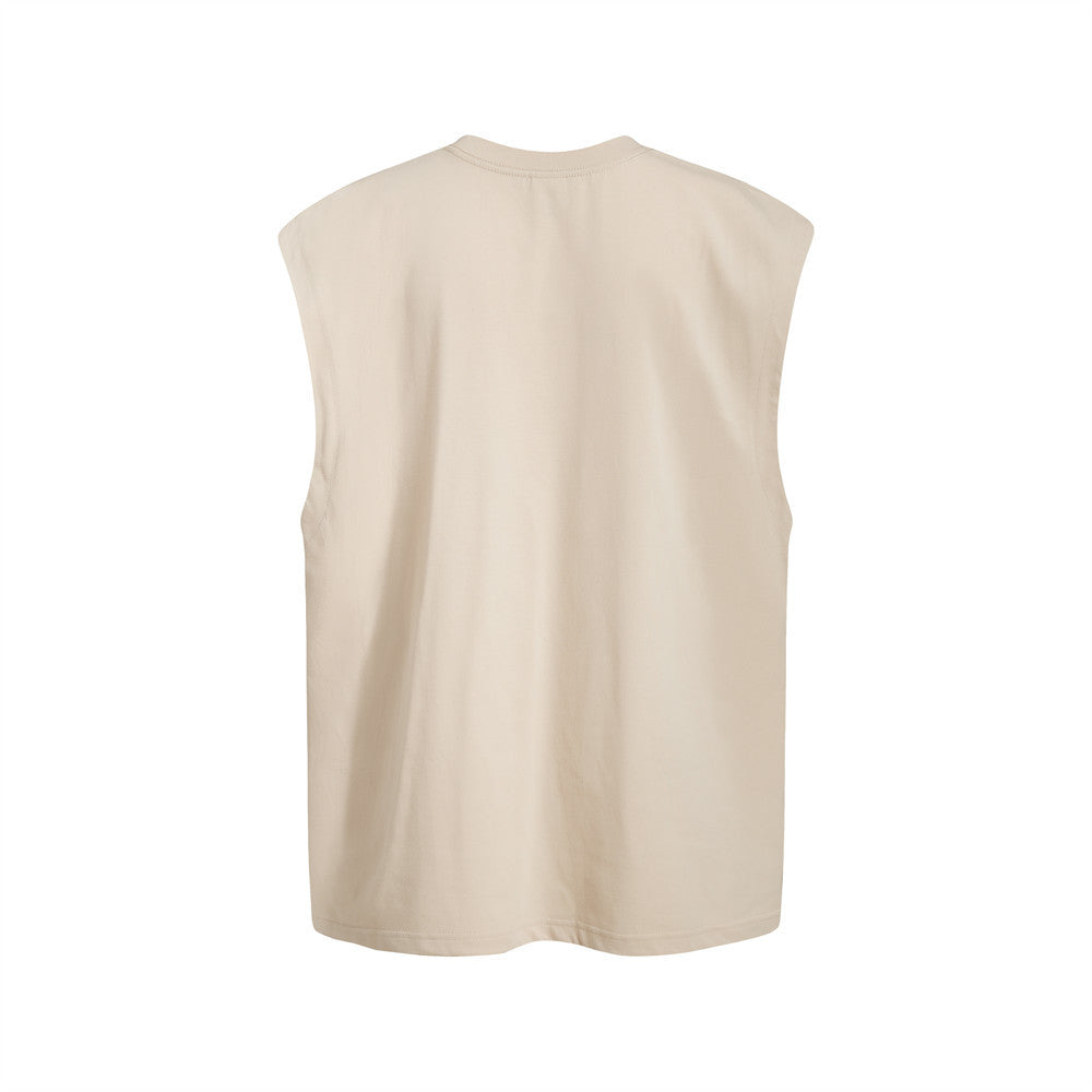 Oversized Sleeveless Tank Top with Vintage Portrait & Lyric Print