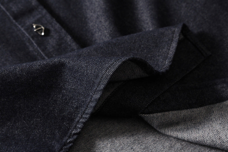 Men's Long Sleeve Button-Up Denim Shirt – Relaxed Fit Workwear Overshirt