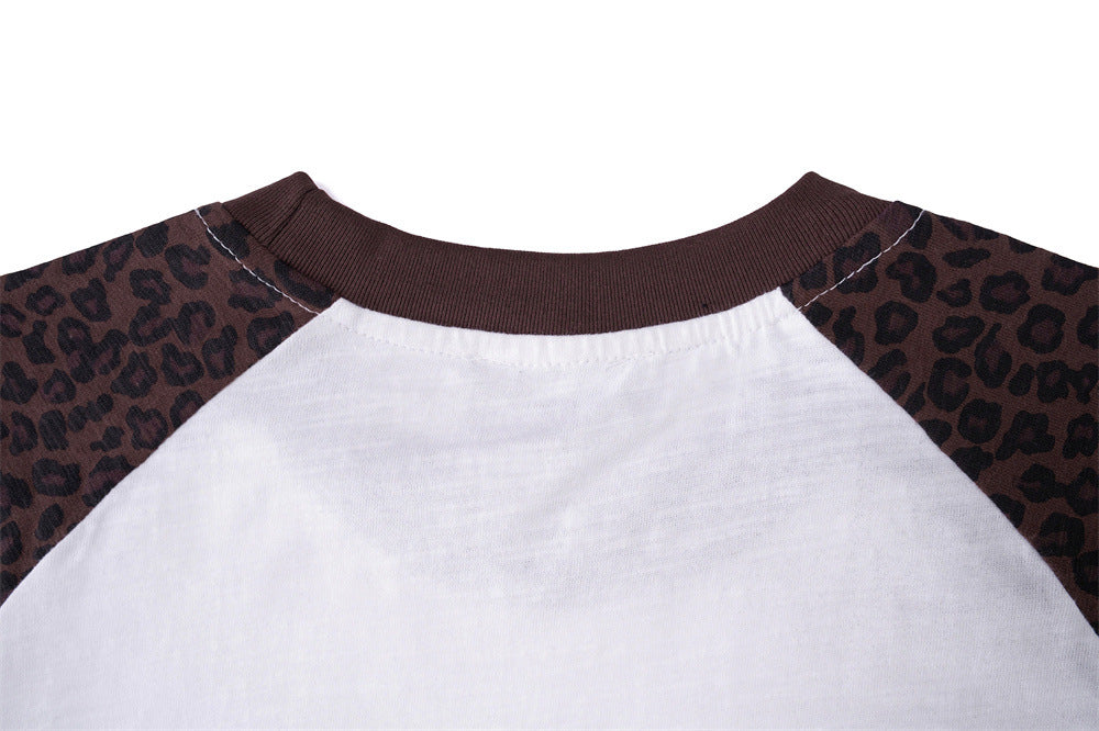 Men's Long Sleeve Raglan T-Shirt – Leopard Print Sleeves & Iron Cross Graphic