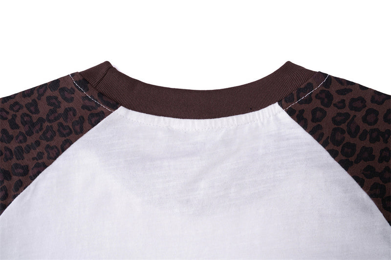 Men's Long Sleeve Raglan T-Shirt – Leopard Print Sleeves & Iron Cross Graphic