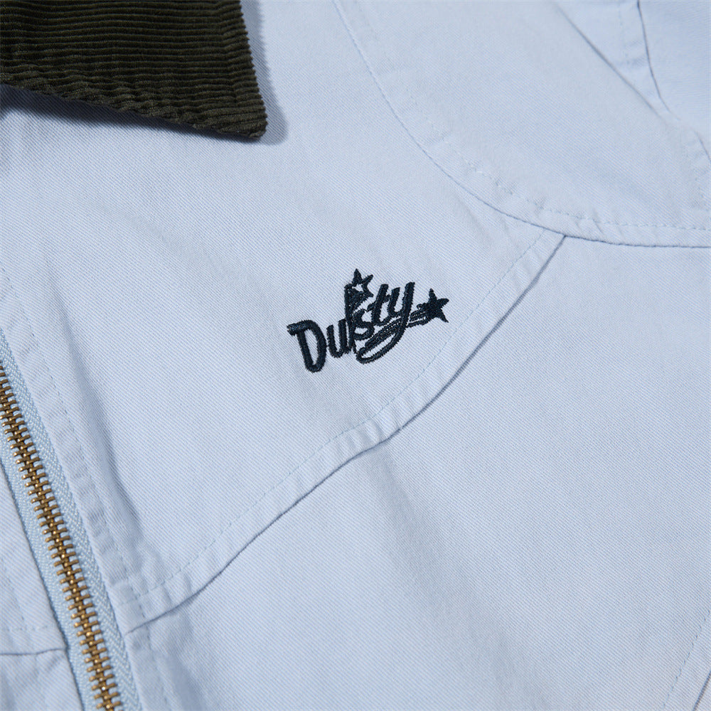 Chaqueta workwear vintage americana de lona para hombre con cuello de pana