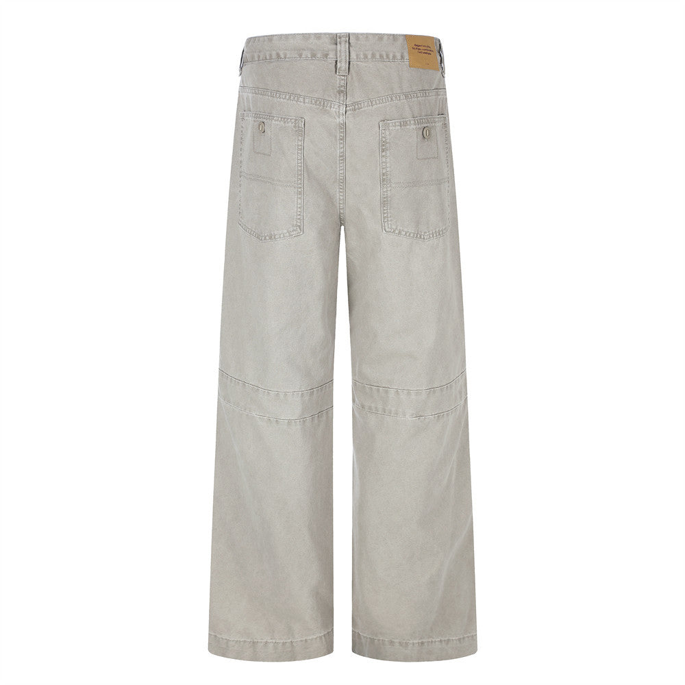 Wide-Leg Cargo Pants – Vintage Washed Deconstructed Panelled Trousers