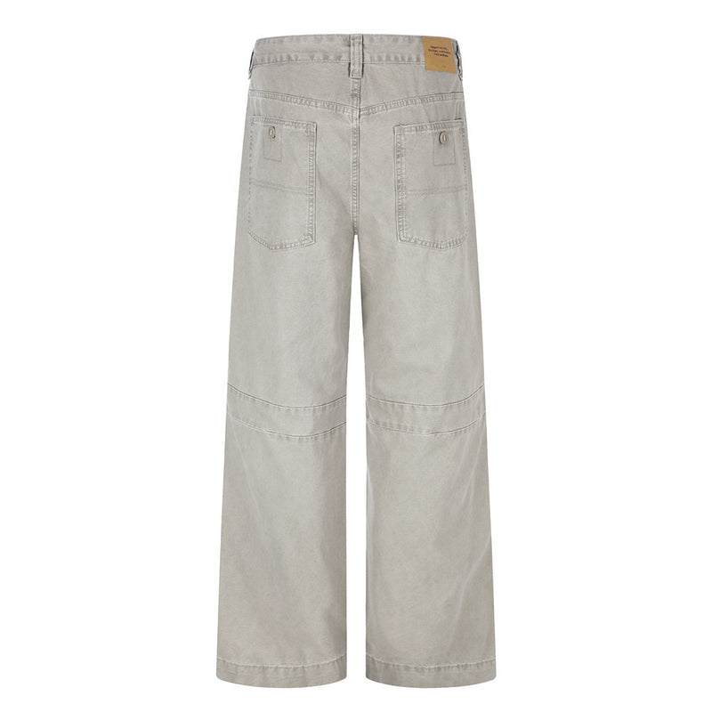 Wide-Leg Cargo Pants – Vintage Washed Deconstructed Panelled Trousers