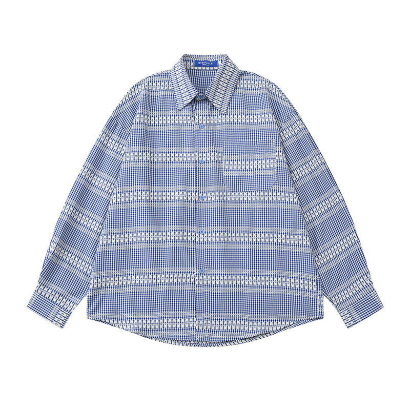 Men's Plaid Long Sleeve Oversized Button-Up Shirt