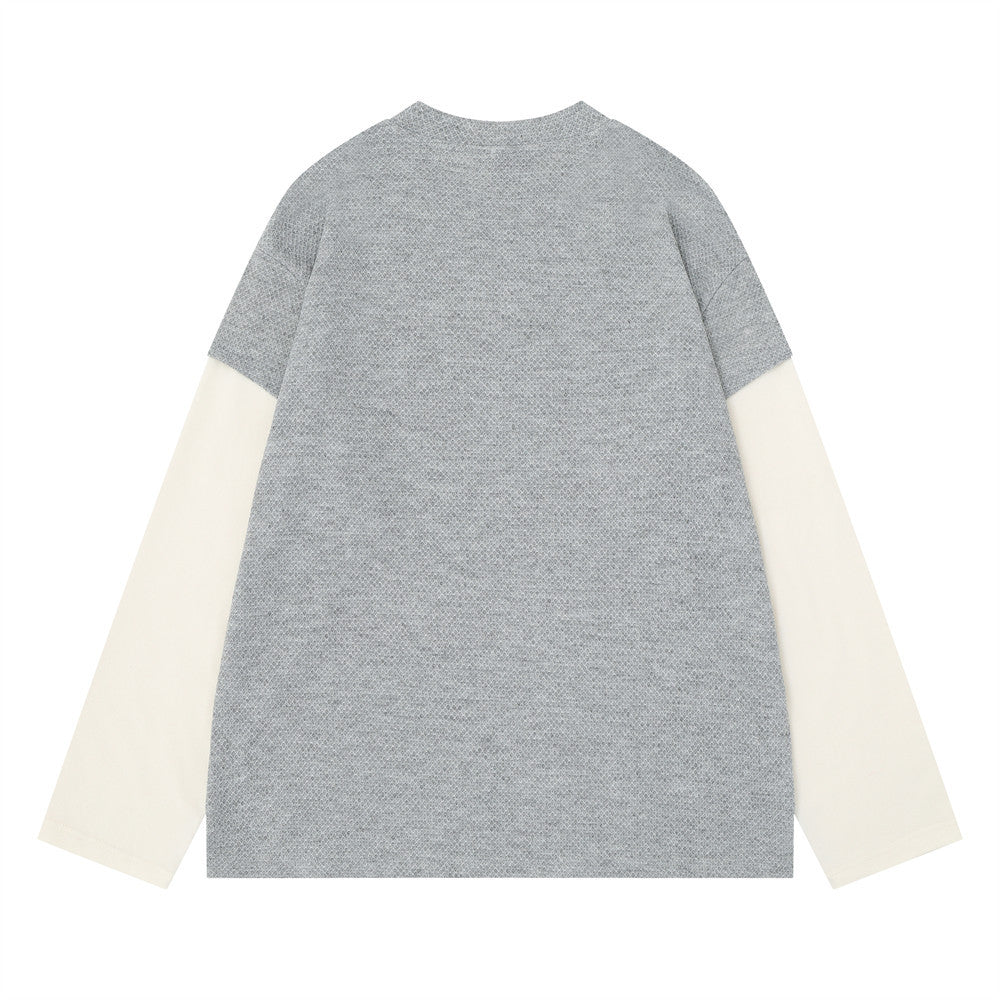 Faux-Layered Long Sleeve Graphic Tee – SAVAGEBASE Portrait Print, Men's