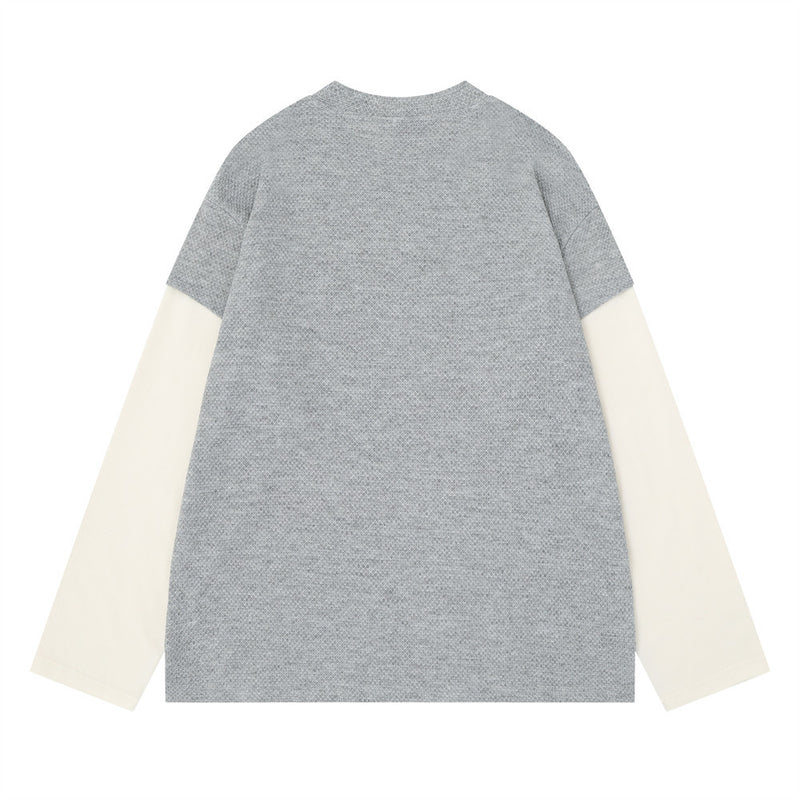 Faux-Layered Long Sleeve Graphic Tee – SAVAGEBASE Portrait Print, Men's