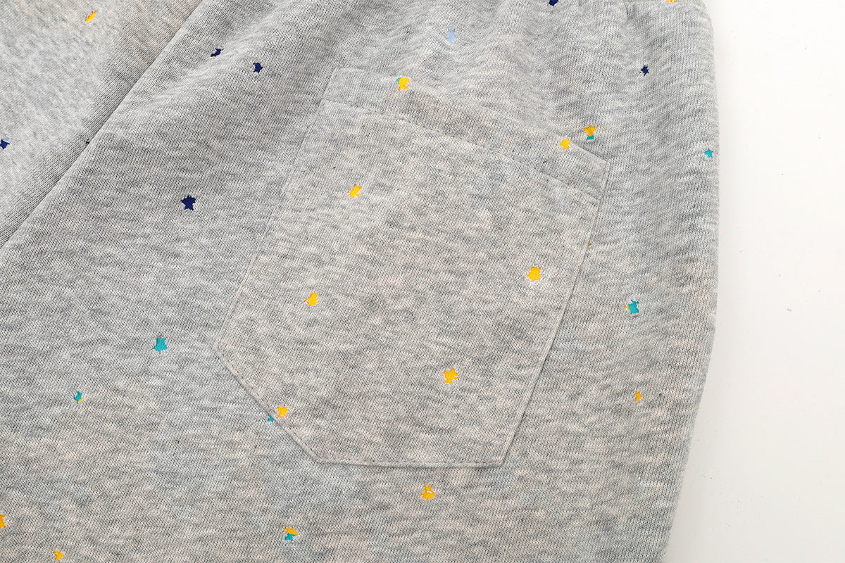 Wide-Leg Sweatpants with Star Embroidery & Paint Splatter Print