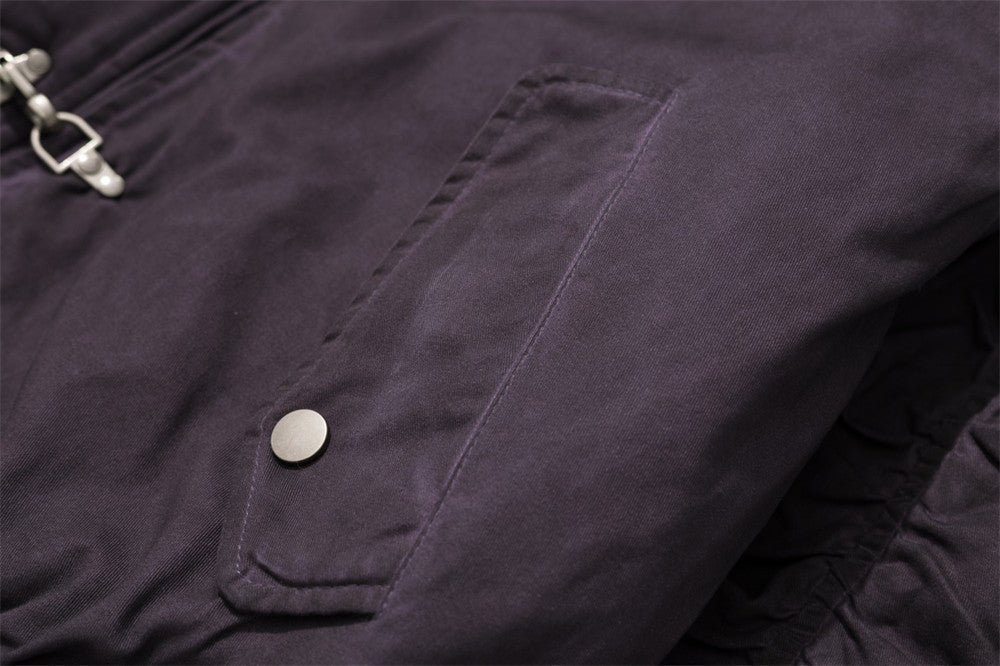 Ruched Sleeve Bomber Jacket with Clasp Front and Stand Collar