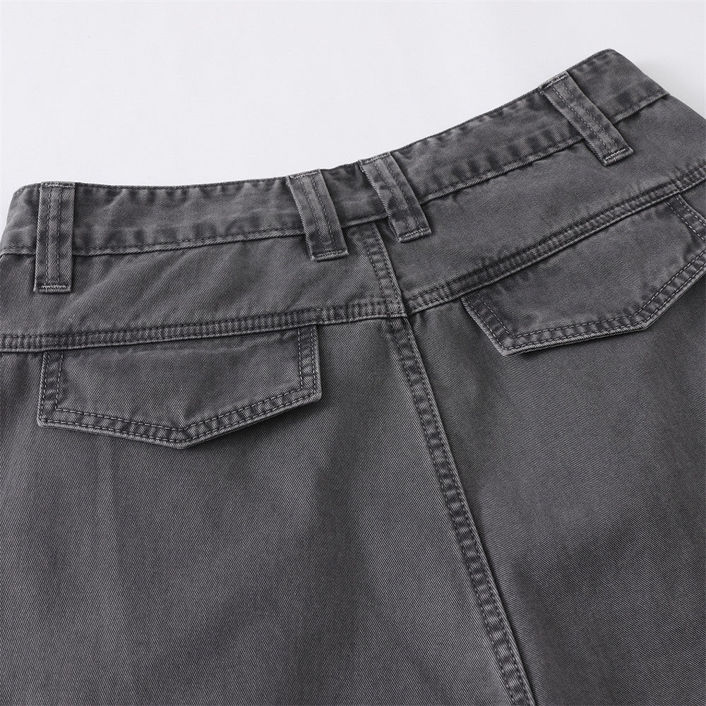 Wide-Leg Cargo Pants – Multi-Pocket Washed Vintage Streetwear Trousers
