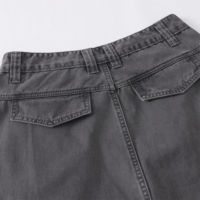 Wide-Leg Cargo Pants – Multi-Pocket Washed Vintage Streetwear Trousers