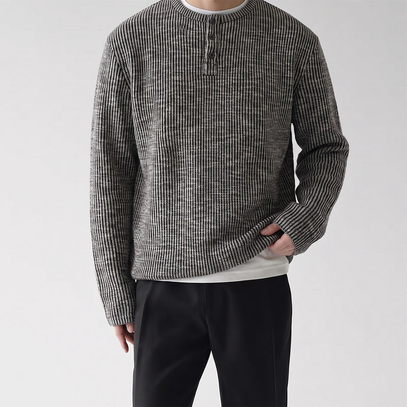 Men's Ribbed Henley Long Sleeve Tee – Vintage Old Money Style