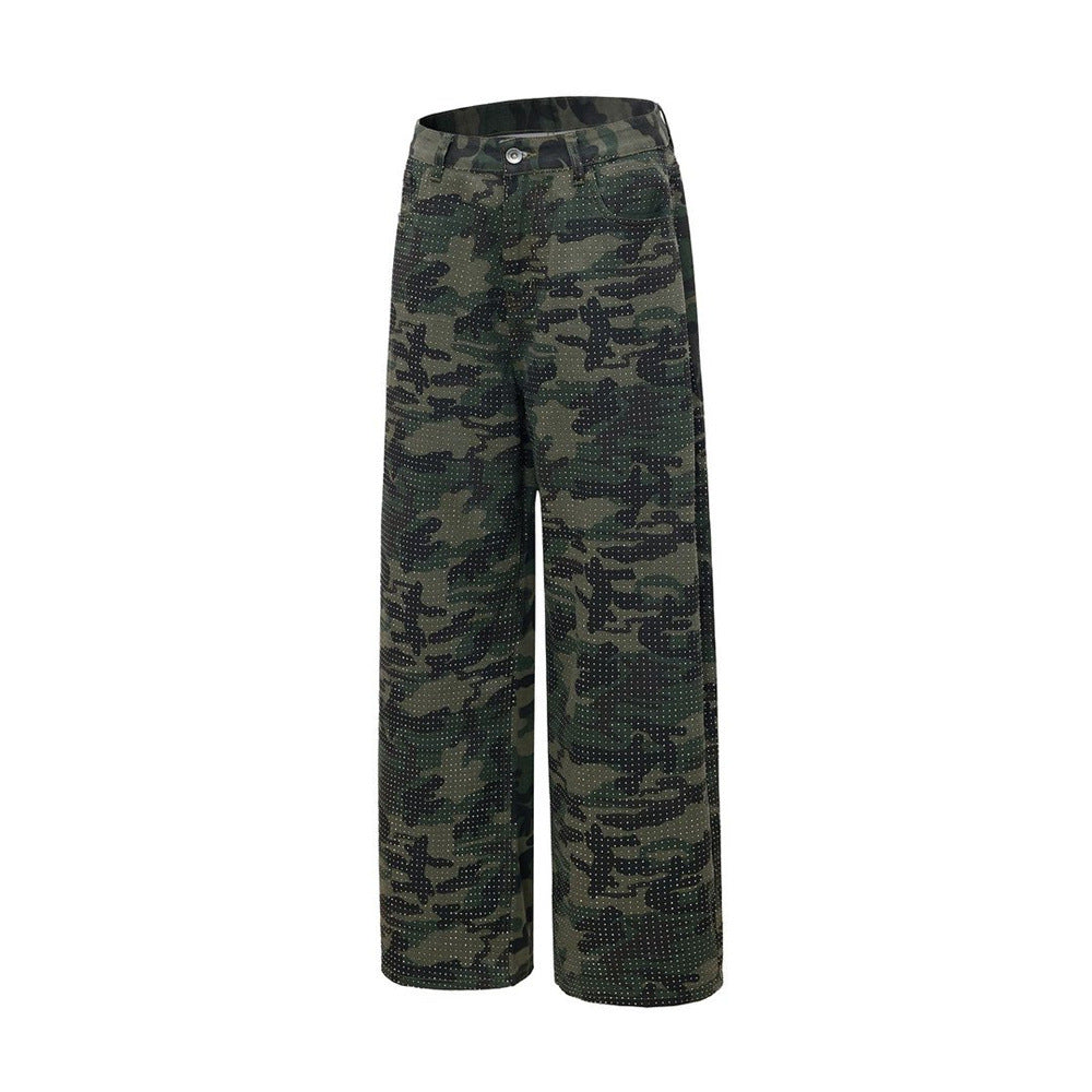 Camo-Hose mit weitem Bein und durchgehendem Strassdetail