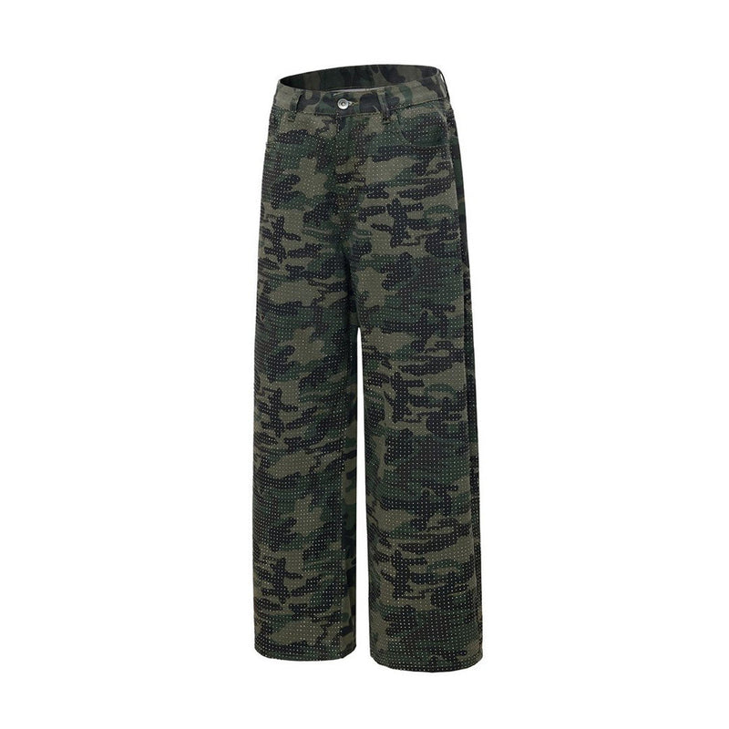 Camo-Hose mit weitem Bein und durchgehendem Strassdetail